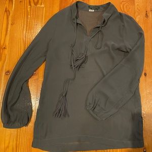 See-through grey blouse